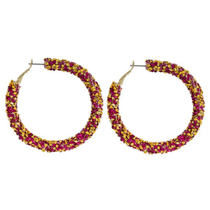 Large Hoop Earring with Rhinestone Accents