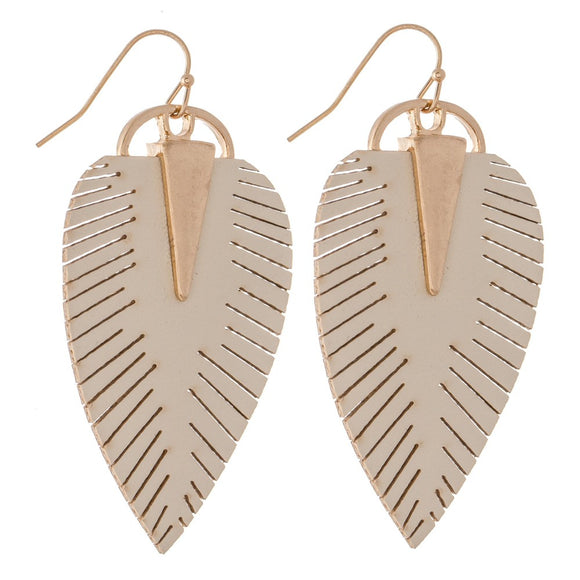 Leaf Drop Earrings with Gold Accent