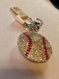 Rhinestone baseball keychain or bag charm