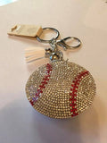 Rhinestone baseball keychain or bag charm