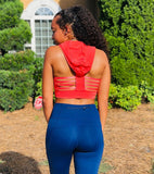 Coral Colored Racerback Sports Bra With Hoodie