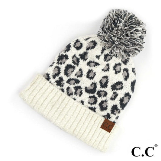 C.C. Jacquard Knit Pom Beanie