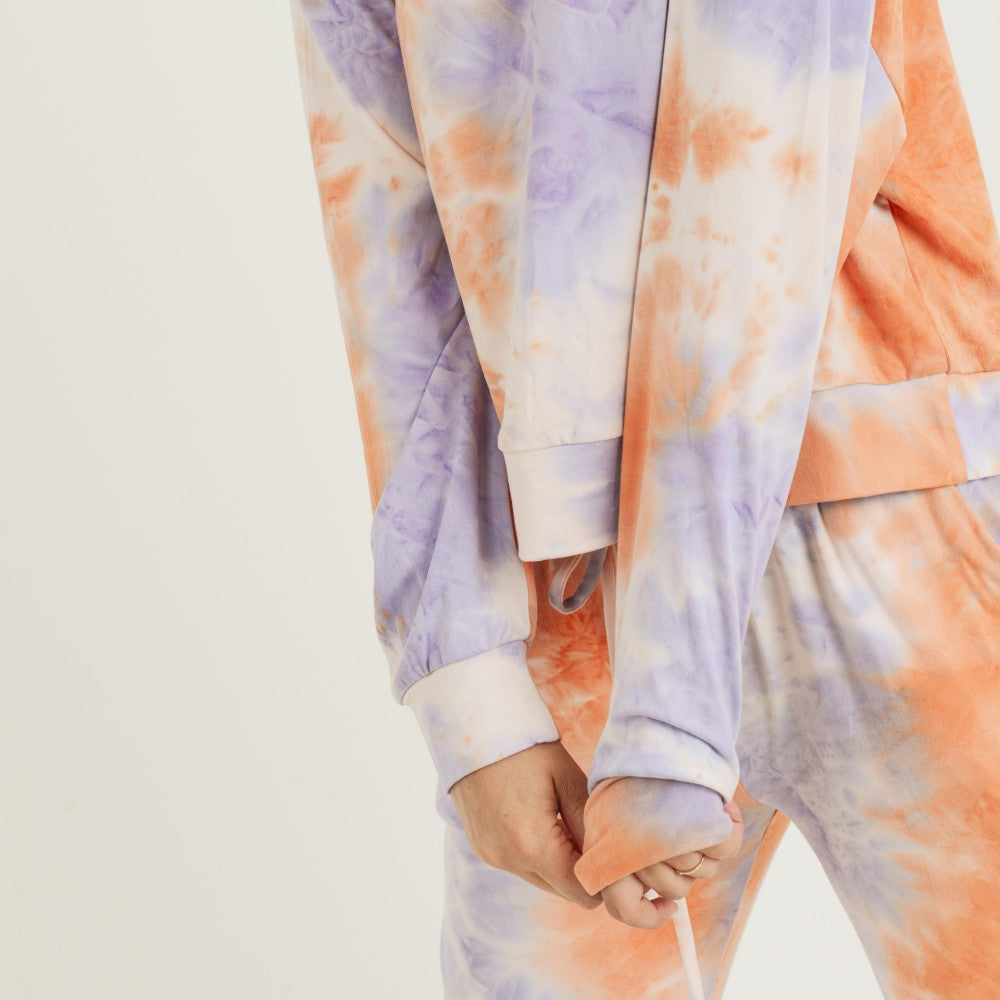 Tie-Dye Long Sleeve Top in Orange and Purple