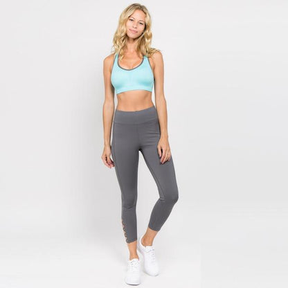 Charcoal  Criss Cross High Rise Style Leggings