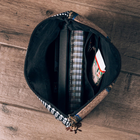 LP print fold-over crossbody/clutch bag