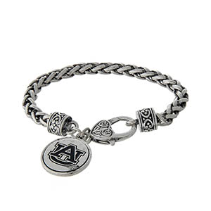 Auburn University silver tone braided bracelet