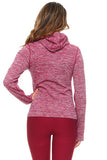 Wine Red seamless marbled knit athletic  zip jacket with hood