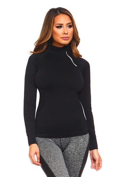 Curve Hugging Sporty Black Pullover Jacket
