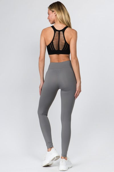 Black Macrame Cut Out Sports Bra
