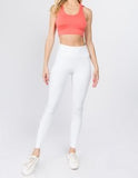 White Lace-Up Mesh Side Workout Leggings