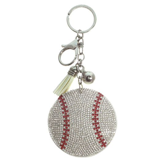 Rhinestone baseball keychain or bag charm