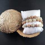 Three bracelet set with natural stone and crackle beads.