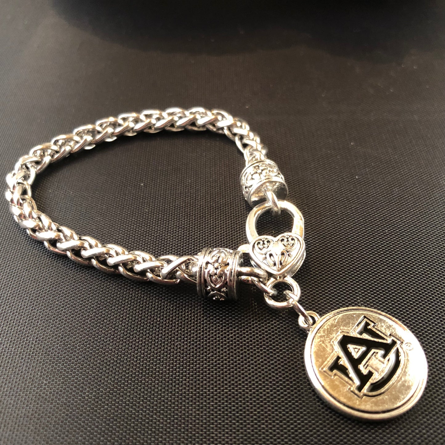 Auburn University silver tone braided bracelet