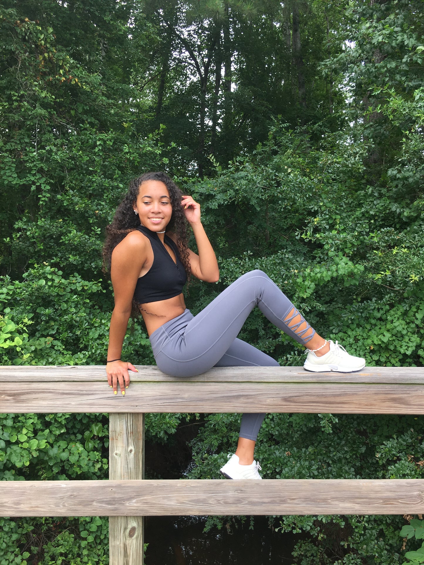 Charcoal  Criss Cross High Rise Style Leggings