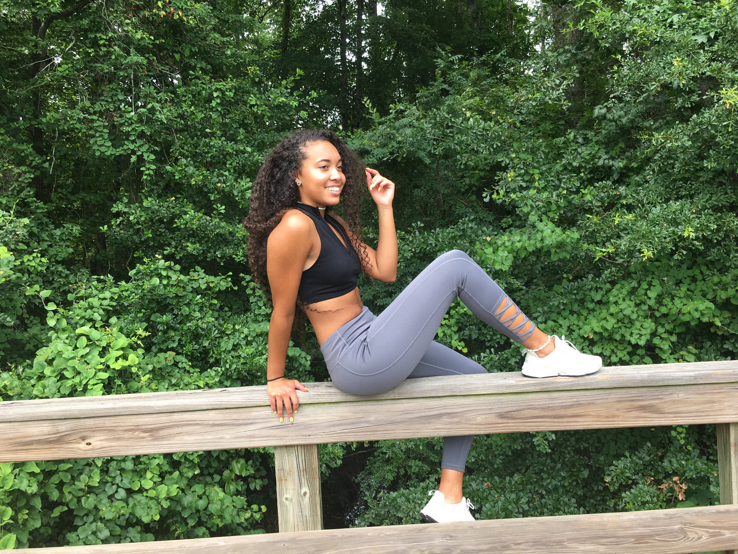 Charcoal  Criss Cross High Rise Style Leggings