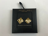 14kt Gold Dipped Hammered Rhombus Stud Earrings