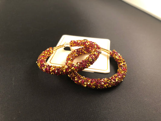 Large Hoop Earring with Rhinestone Accents