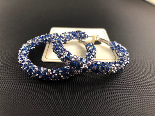 Large Blue Hoop Earrings