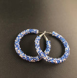 Large Blue Hoop Earrings
