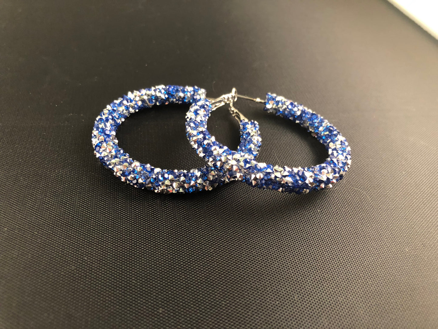 Large Blue Hoop Earrings