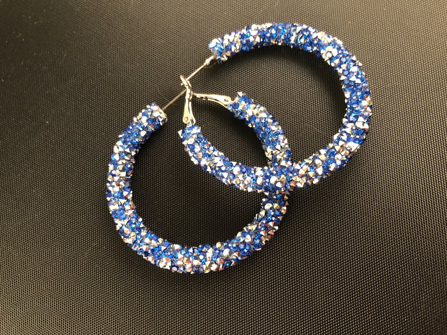 Large Blue Hoop Earrings