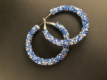 Large Blue Hoop Earrings