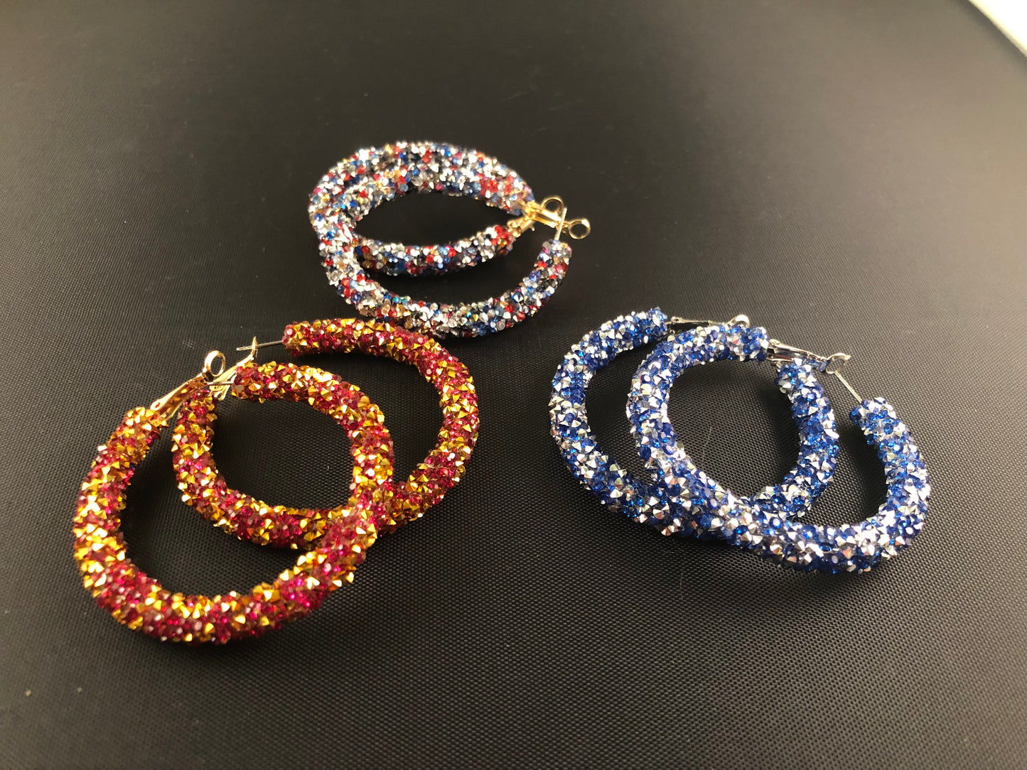 Large Blue Hoop Earrings