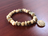 Jasper Color Natural Stone stretch wood bead bracelet