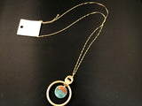 Amazonite Long Necklace with Circular Pendant And Natural Stone
