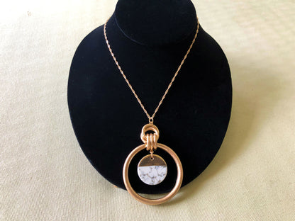 Howlite circular pendant necklace