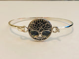 Tree of life silver tone metal bracelet
