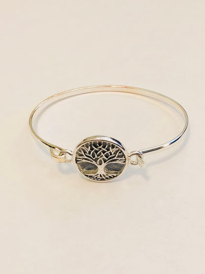 Tree of life silver tone metal bracelet