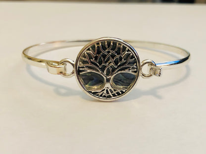 Tree of life silver tone metal bracelet