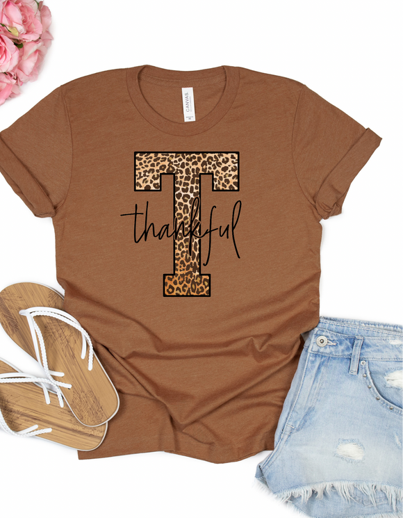 Thankful Leopard Print T, Graphic Ter