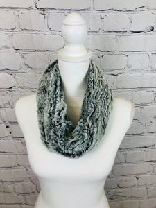 Black two toned faux fur tube scarf